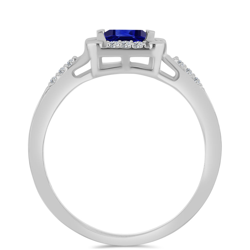 Inel din Argint 925 ( 1.91 grame ) cu Safir Albastru Australian și Topaz Alb 0.28 Carate 2 