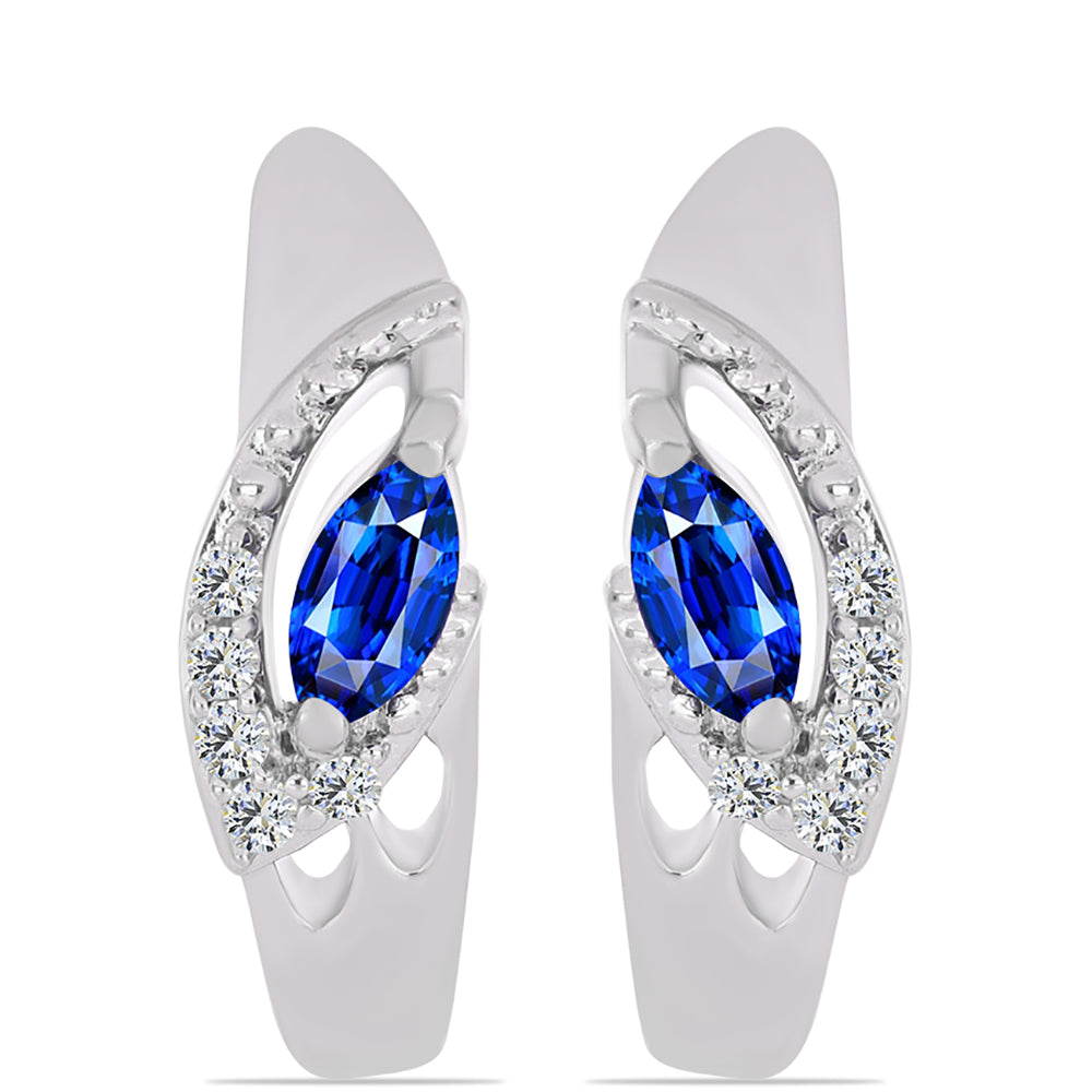 Cercei din Argint 925 ( 3.78 grame ) cu Safir Albastru Australian și Topaz Alb 0.54 Carate