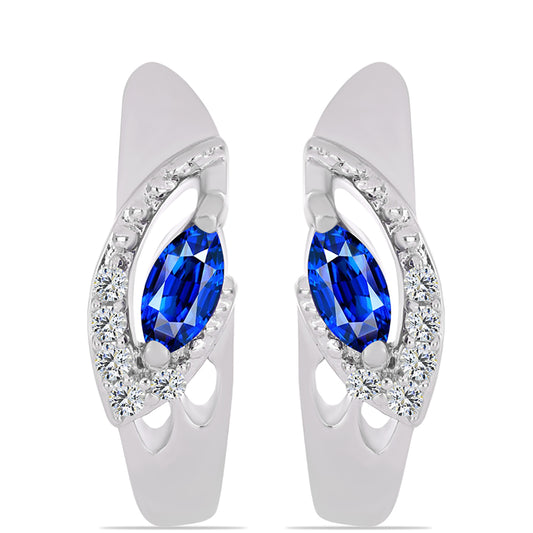 Cercei din Argint 925 ( 3.78 grame ) cu Safir Albastru Australian și Topaz Alb 0.54 Carate