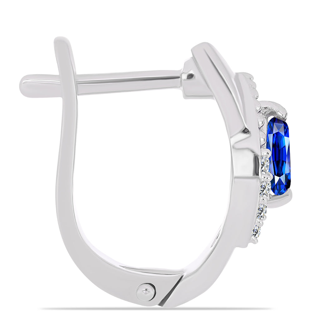 Cercei din Argint 925 ( 3.78 grame ) cu Safir Albastru Australian și Topaz Alb 0.54 Carate 2 