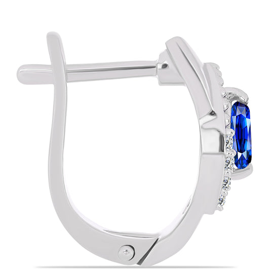 Cercei din Argint 925 ( 3.78 grame ) cu Safir Albastru Australian și Topaz Alb 0.54 Carate