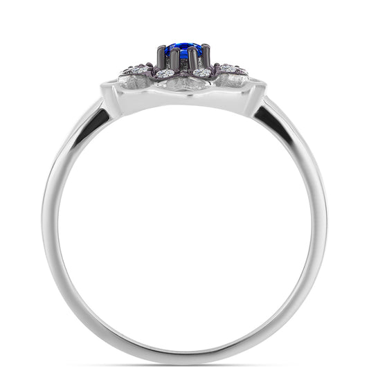 Inel din Argint 925 ( 2.73 grame ) cu Safir Albastru Australian și Topaz Alb 0.3 Carate