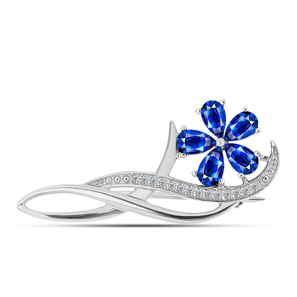 Broşă din Argint 925 ( 2.99 grame ) cu Safir Albastru Australian și Topaz Alb 1.85 Carate 1 