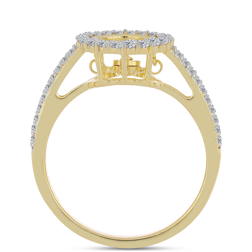 Inel din Argint 925 Placat cu Aur ( 3.33 grame ) cu Diamant Coniac și Topaz Alb 0.73 Carate 2 