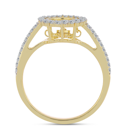 Inel din Argint 925 Placat cu Aur ( 3.33 grame ) cu Diamant Coniac și Topaz Alb 0.73 Carate