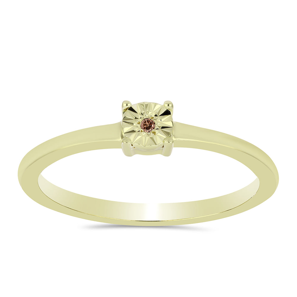 Inel din Argint 925 Placat cu Aur ( 1.6 grame ) cu Diamant Coniac 0.01 Carate 3 