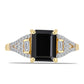 Inel din Argint 925 Placat cu Aur ( 2.37 grame ) cu Onix Negru și Zircon Alb 3.42 Carate
