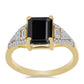 Inel din Argint 925 Placat cu Aur ( 2.37 grame ) cu Onix Negru și Zircon Alb 3.42 Carate