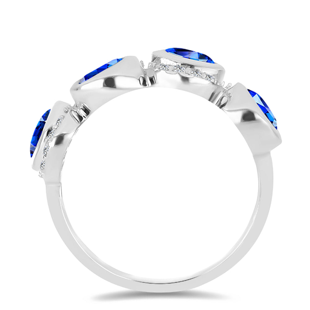 Inel din Argint 925 ( 3.4 grame ) cu Safir Albastru Australian și Topaz Alb 1.53 Carate