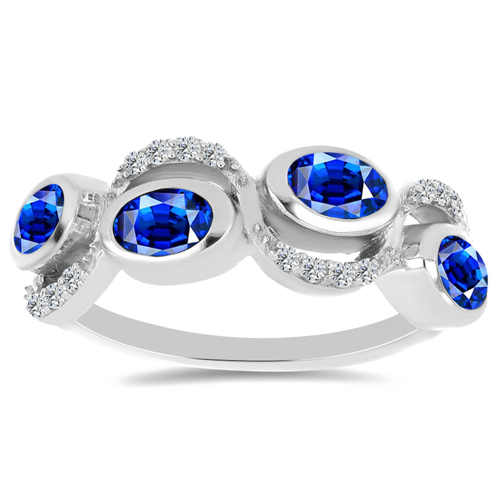 Inel din Argint 925 ( 3.4 grame ) cu Safir Albastru Australian și Topaz Alb 1.53 Carate