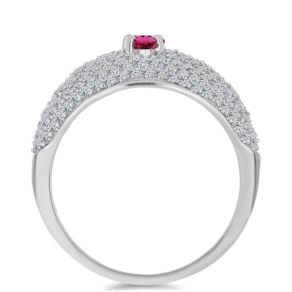 Inel din Argint 925 ( 3.91 grame ) cu Rubelit Cruzeiro și Topaz Alb 1.66 Carate 2 