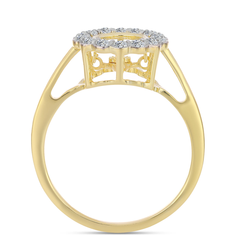 Inel din Argint 925 Placat cu Aur ( 3.19 grame ) cu Diamant Coniac și Topaz Alb 0.58 Carate