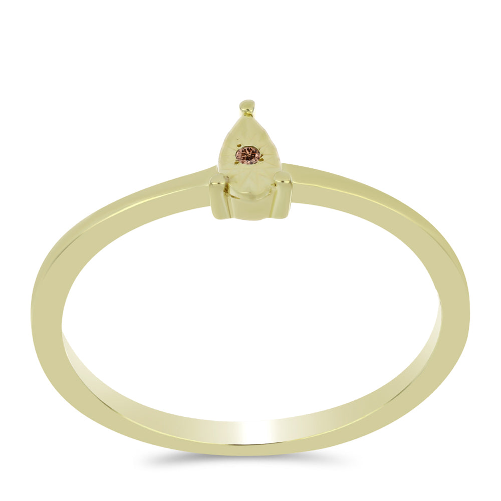 Inel din Argint 925 Placat cu Aur ( 1.51 grame ) cu Diamant Coniac 0.01 Carate 3 