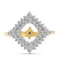 Inel din Argint 925 Placat cu Aur ( 3.54 grame ) cu Diamant Coniac și Topaz Alb 1.09 Carate