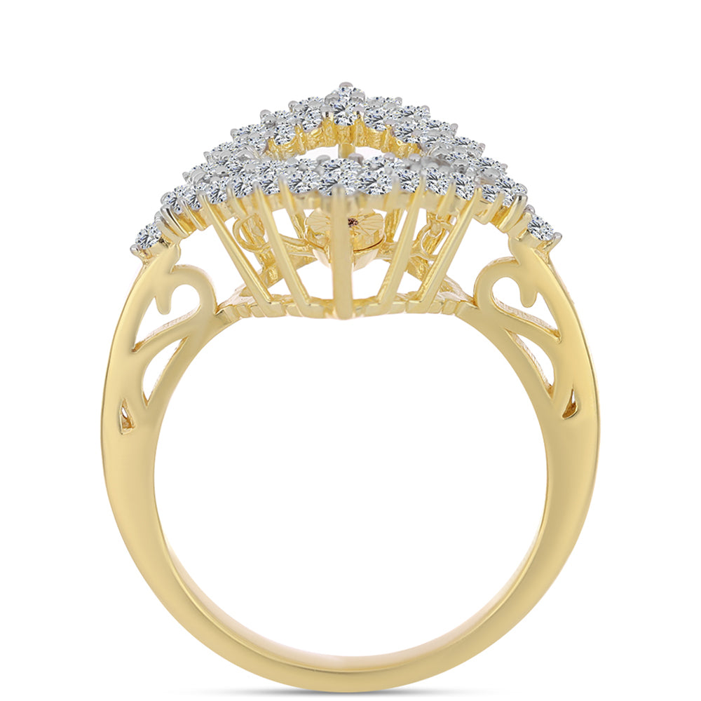 Inel din Argint 925 Placat cu Aur ( 3.54 grame ) cu Diamant Coniac și Topaz Alb 1.09 Carate 2 
