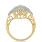 Inel din Argint 925 Placat cu Aur ( 3.54 grame ) cu Diamant Coniac și Topaz Alb 1.09 Carate