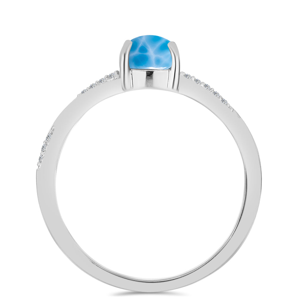 Inel din Argint 925 ( 2.41 grame ) cu Larimar de Barahona și Topaz Alb 1.64 Carate 2 