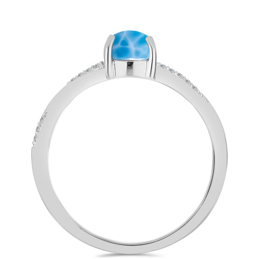 Inel din Argint 925 ( 2.41 grame ) cu Larimar de Barahona și Topaz Alb 1.64 Carate