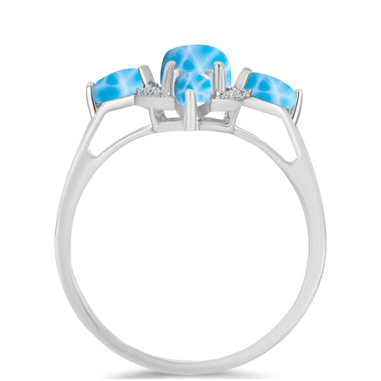 Inel din Argint 925 ( 3.16 grame ) cu Larimar de Barahona și Topaz Alb 2.58 Carate