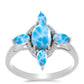 Inel din Argint 925 ( 3.16 grame ) cu Larimar de Barahona și Topaz Alb 2.58 Carate