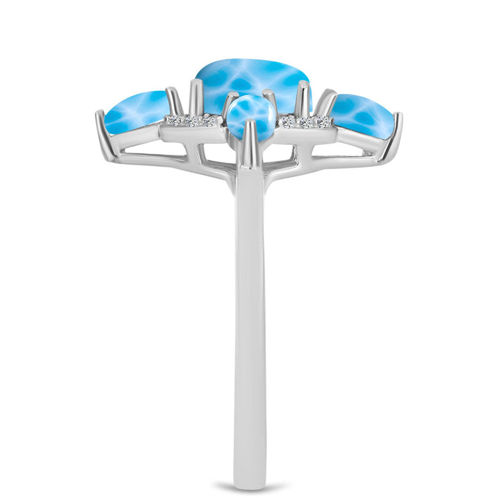 Inel din Argint 925 ( 3.16 grame ) cu Larimar de Barahona și Topaz Alb 2.58 Carate 4 