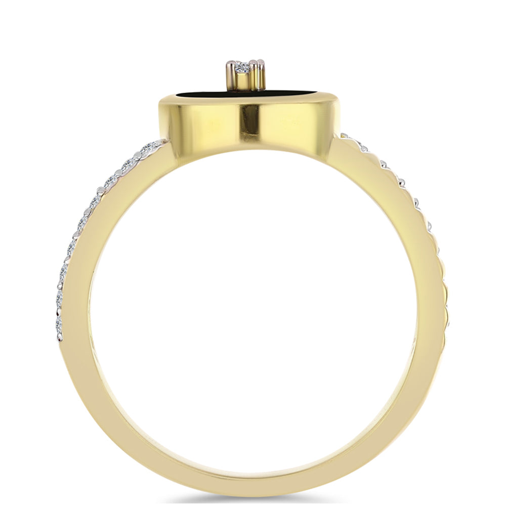 Inel din Argint 925 Placat cu Aur ( 2.92 grame ) cu Onix Negru și Topaz Alb 1.28 Carate 2 