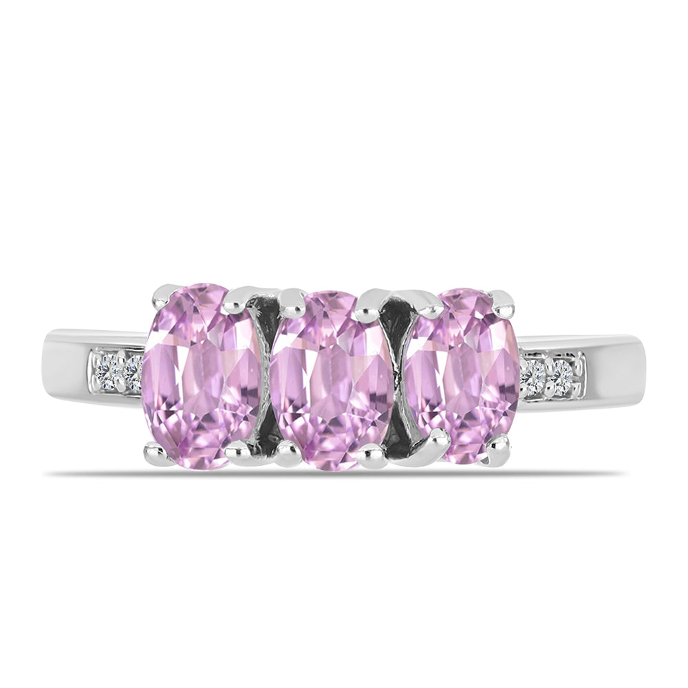 Inel din Argint 925 ( 2.57 grame ) cu Kunzit Pala și Topaz Alb 1.89 Carate