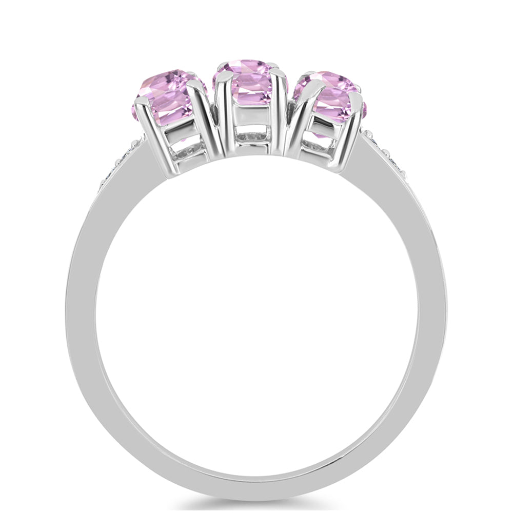 Inel din Argint 925 ( 2.57 grame ) cu Kunzit Pala și Topaz Alb 1.89 Carate 2 