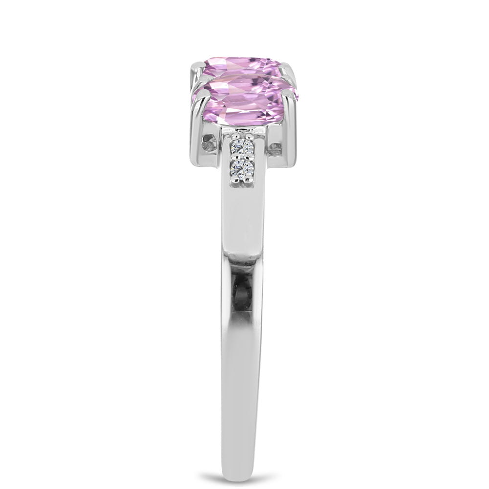 Inel din Argint 925 ( 2.57 grame ) cu Kunzit Pala și Topaz Alb 1.89 Carate