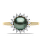Inel din Argint 925 Placat cu Aur ( 2.49 grame ) cu Perlă De apă Dulce cu Efect "Verde Tahitian" și Topaz Alb 1.04 Carate