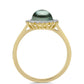 Inel din Argint 925 Placat cu Aur ( 2.49 grame ) cu Perlă De apă Dulce cu Efect "Verde Tahitian" și Topaz Alb 1.04 Carate
