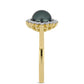 Inel din Argint 925 Placat cu Aur ( 2.49 grame ) cu Perlă De apă Dulce cu Efect "Verde Tahitian" și Topaz Alb 1.04 Carate