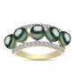Inel din Argint 925 Placat cu Aur ( 3.43 grame ) cu Perlă De apă Dulce cu Efect "Verde Tahitian" și Topaz Alb 2.17 Carate