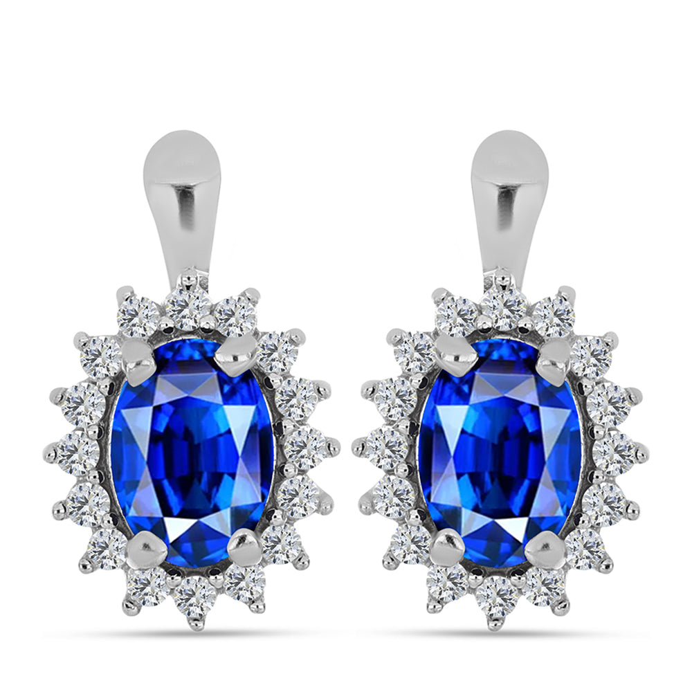 Cercei din Argint 925 ( 3.69 grame ) cu Safir Albastru Australian și Topaz Alb 2.54 Carate