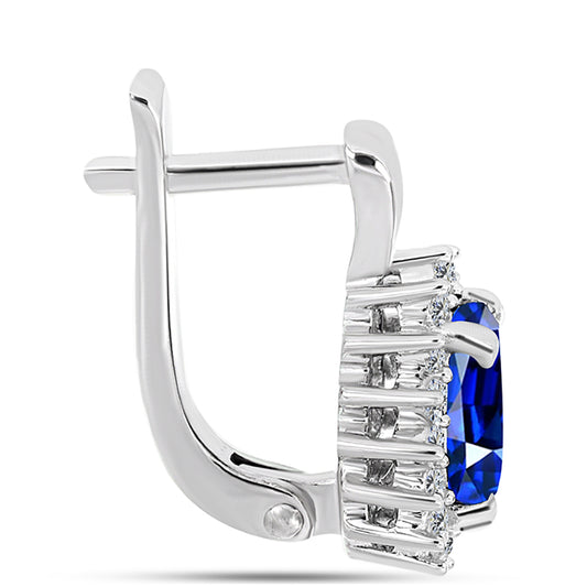 Cercei din Argint 925 ( 3.69 grame ) cu Safir Albastru Australian și Topaz Alb 2.54 Carate