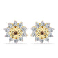 Cercei din Argint 925 Placat cu Aur ( 1.36 grame ) cu Diamant Coniac și Topaz Alb 0.31 Carate