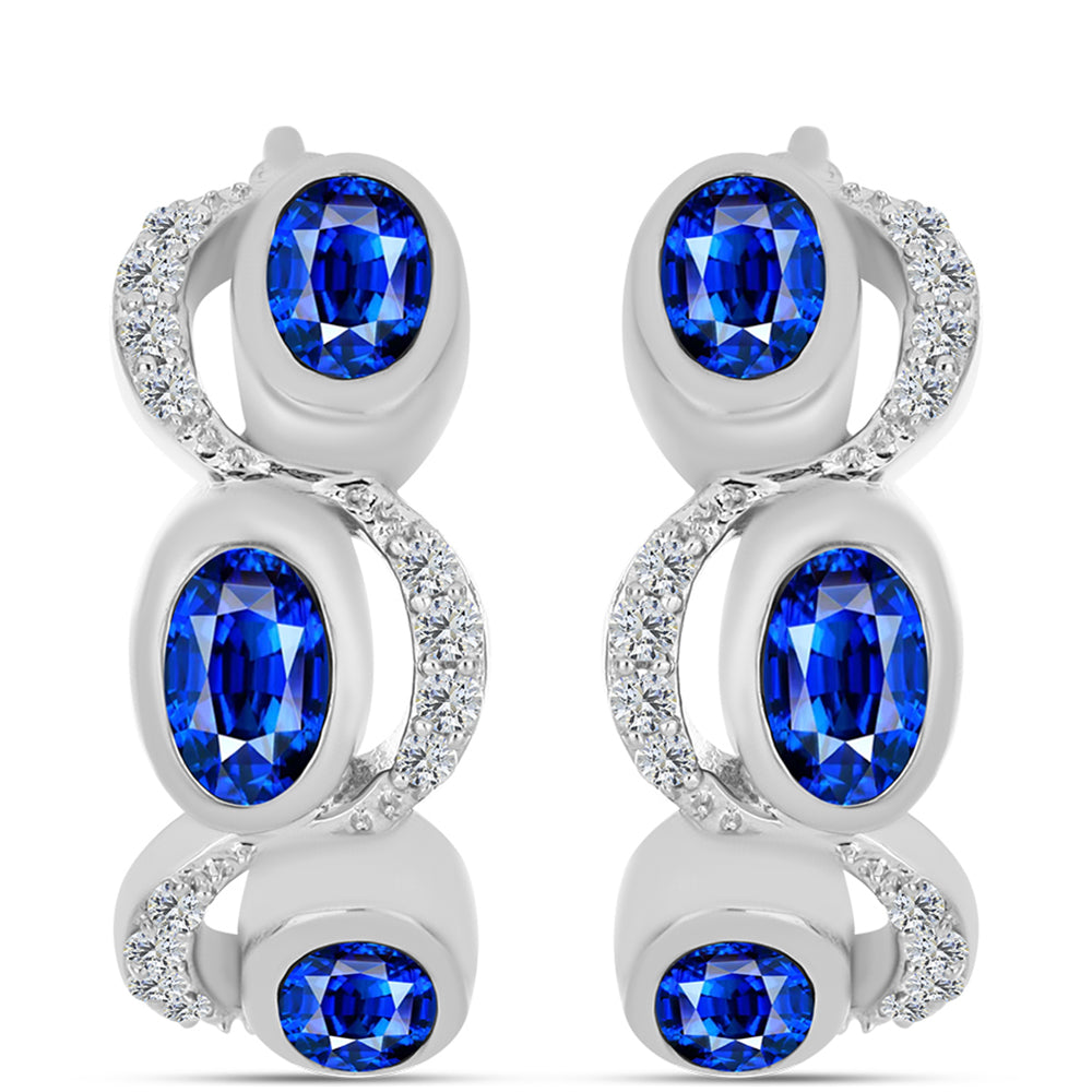 Cercei din Argint 925 ( 5.17 grame ) cu Safir Albastru Australian și Topaz Alb 2.29 Carate