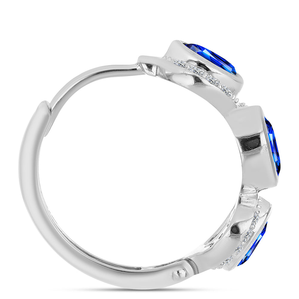 Cercei din Argint 925 ( 5.17 grame ) cu Safir Albastru Australian și Topaz Alb 2.29 Carate