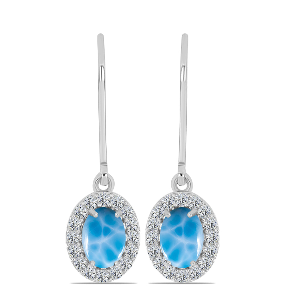 Cercei din Argint 925 ( 2.41 grame ) cu Larimar de Barahona și Topaz Alb 2.58 Carate 1 