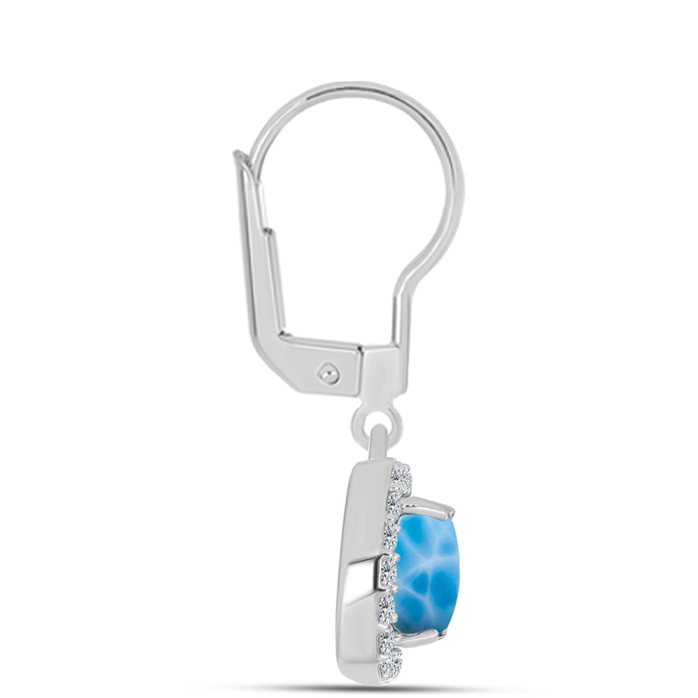 Cercei din Argint 925 ( 2.41 grame ) cu Larimar de Barahona și Topaz Alb 2.58 Carate 2 