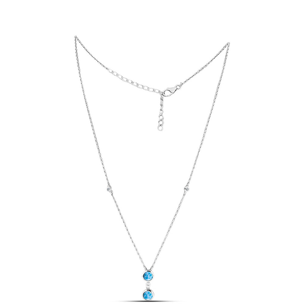 Colier din Argint 925 ( 4.35 grame ) cu Larimar de Barahona și Topaz Alb 1.57 Carate