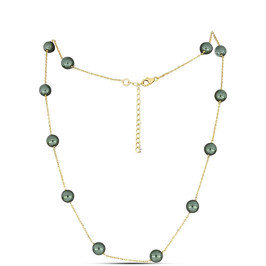 Colier din Argint 925 Placat cu Aur ( 2.53 grame ) cu Perlă De apă Dulce cu Efect "Verde Tahitian" 33.07 Carate