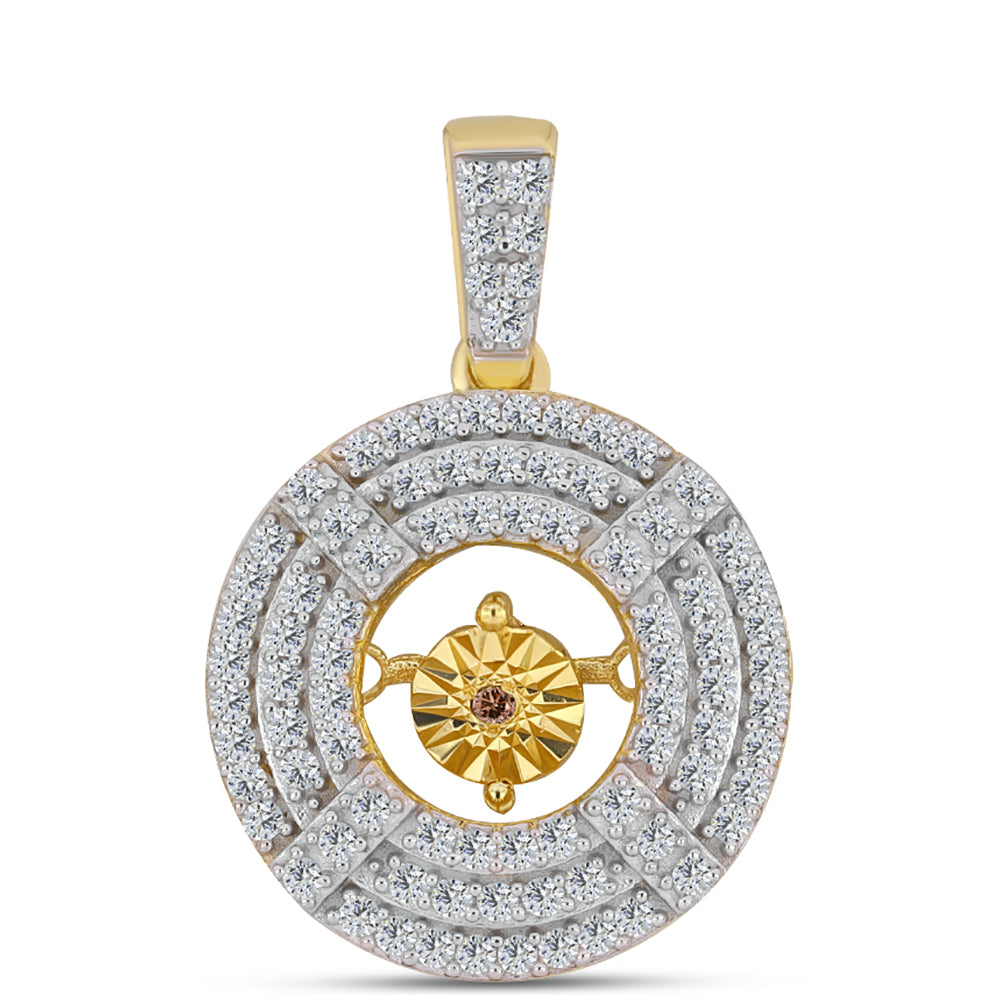 Pandantiv din Argint 925 Placat cu Aur ( 2.91 grame ) cu Diamant Coniac și Topaz Alb 0.62 Carate 1 