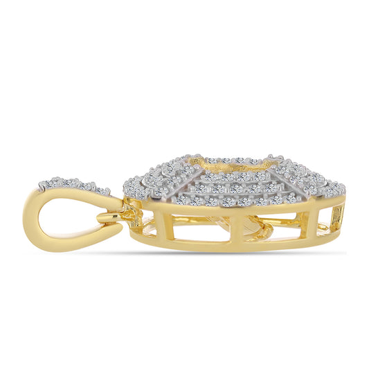 Pandantiv din Argint 925 Placat cu Aur ( 2.91 grame ) cu Diamant Coniac și Topaz Alb 0.62 Carate