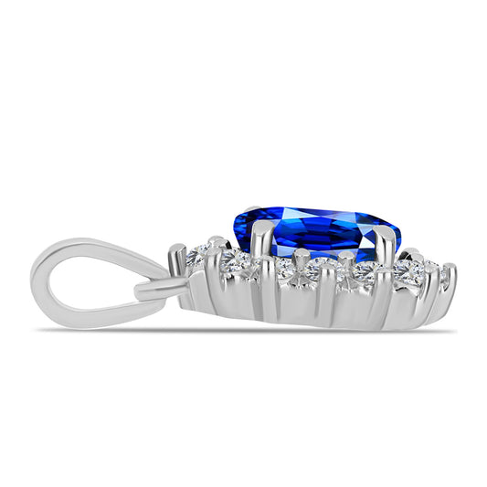 Pandantiv din Argint 925 ( 1.76 grame ) cu Safir Albastru Australian și Topaz Alb 2.35 Carate