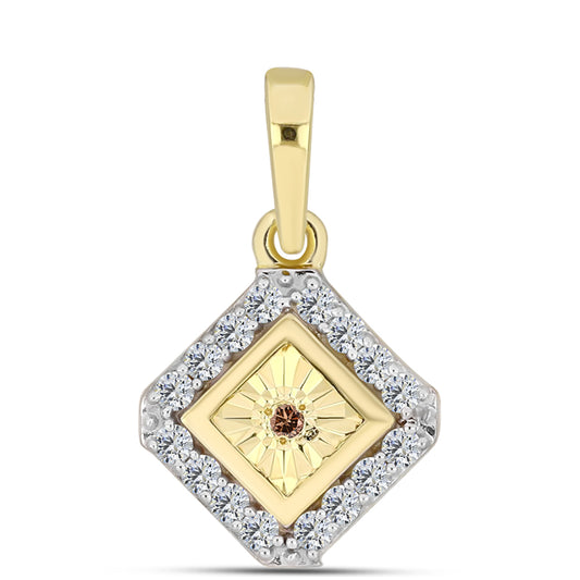Pandantiv din Argint 925 Placat cu Aur ( 1.25 grame ) cu Diamant Coniac și Topaz Alb 0.2 Carate