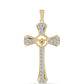 Cruce Pandantiv din Argint 925 Placat cu Aur ( 3.44 grame ) cu Diamant Coniac și Topaz Alb 0.95 Carate