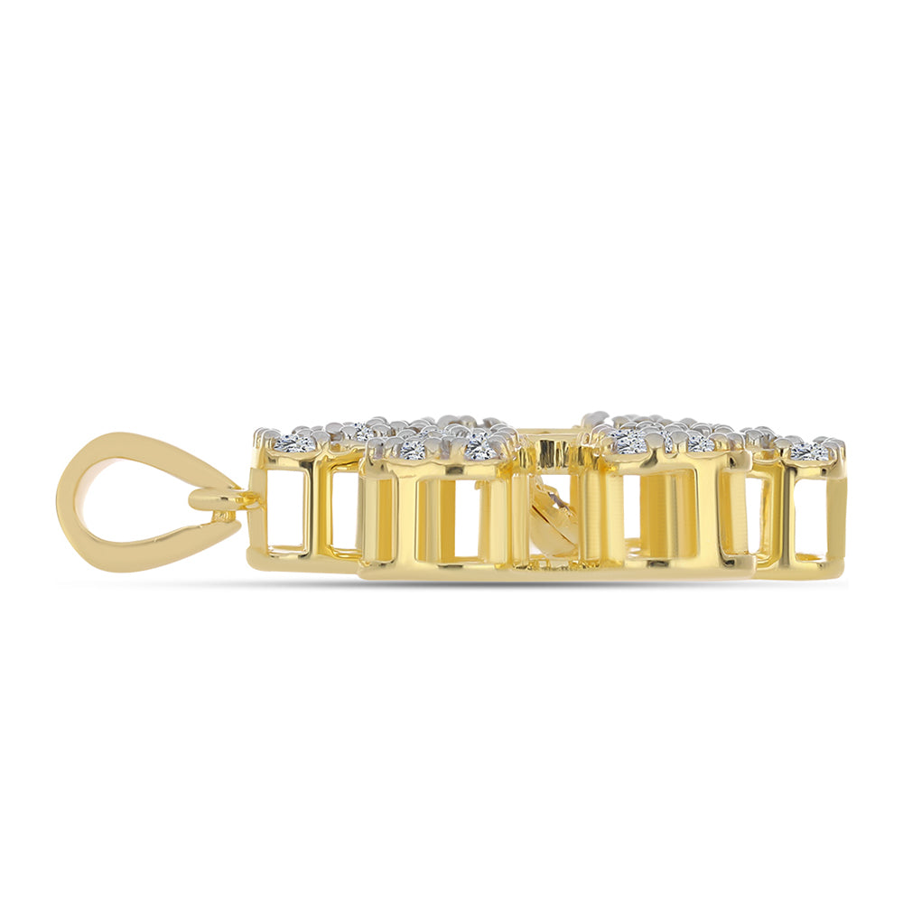 Pandantiv din Argint 925 Placat cu Aur ( 3.47 grame ) cu Diamant Coniac și Topaz Alb 1.12 Carate 2 