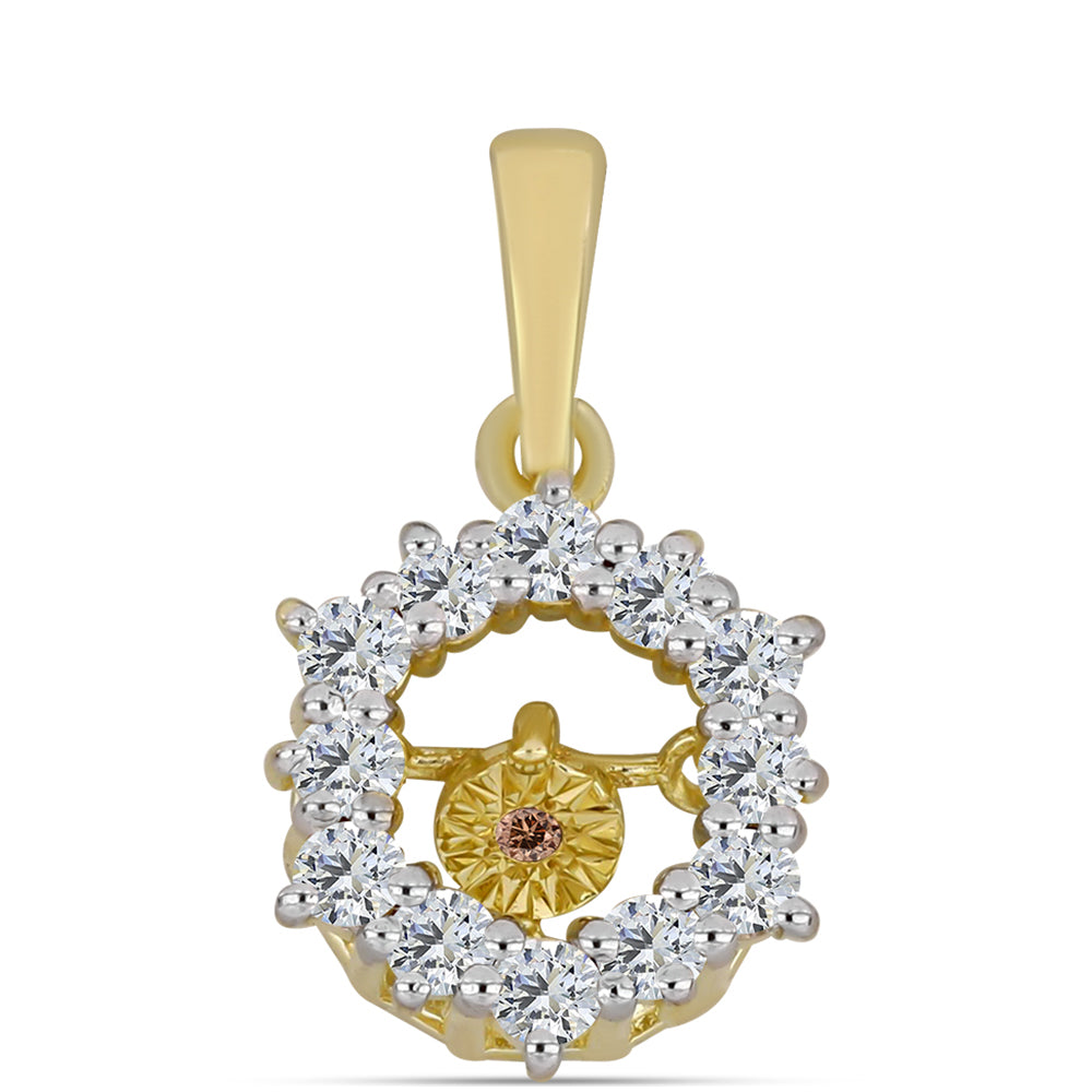 Pandantiv din Argint 925 Placat cu Aur ( 1.33 grame ) cu Diamant Coniac și Topaz Alb 0.49 Carate 1 