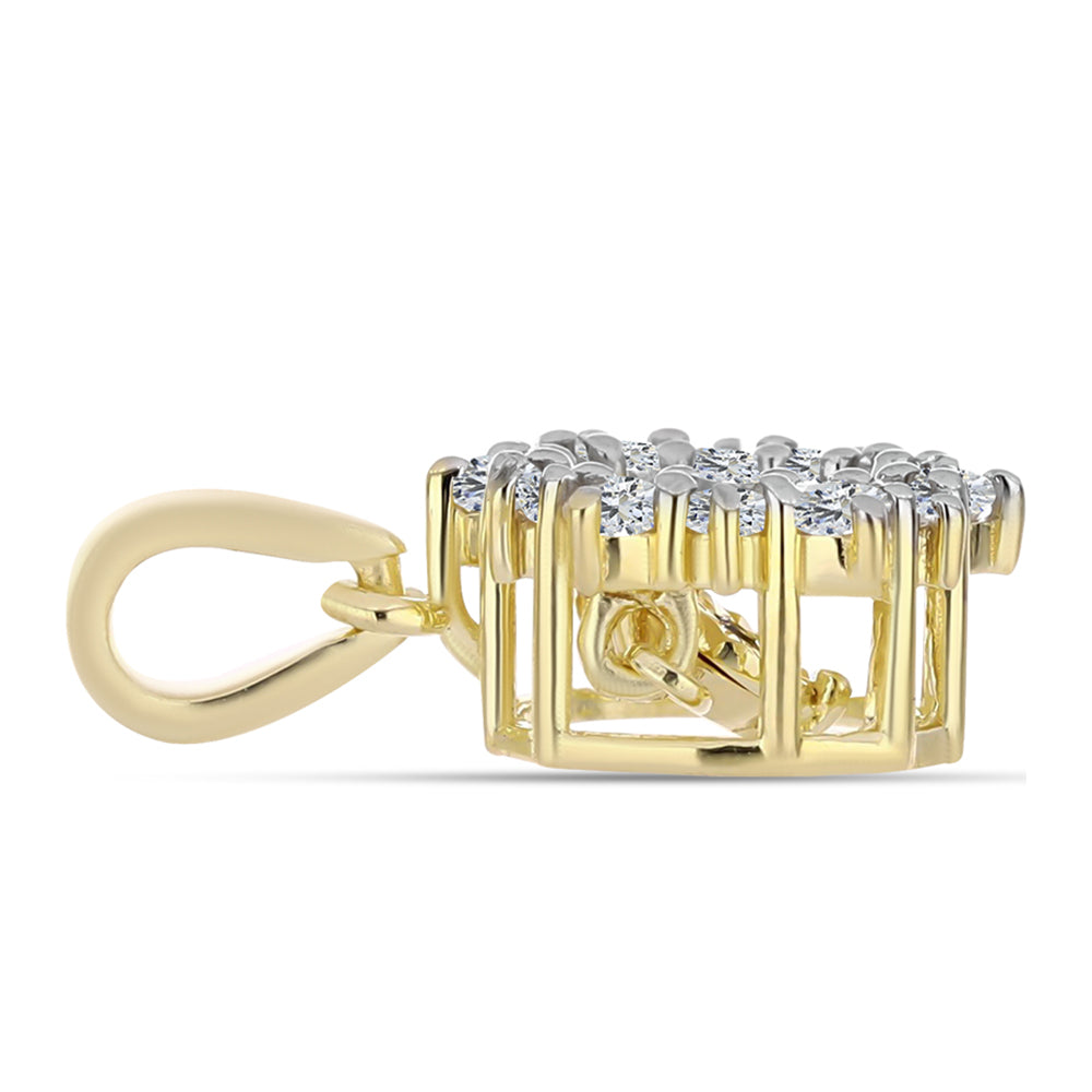 Pandantiv din Argint 925 Placat cu Aur ( 1.33 grame ) cu Diamant Coniac și Topaz Alb 0.49 Carate 2 